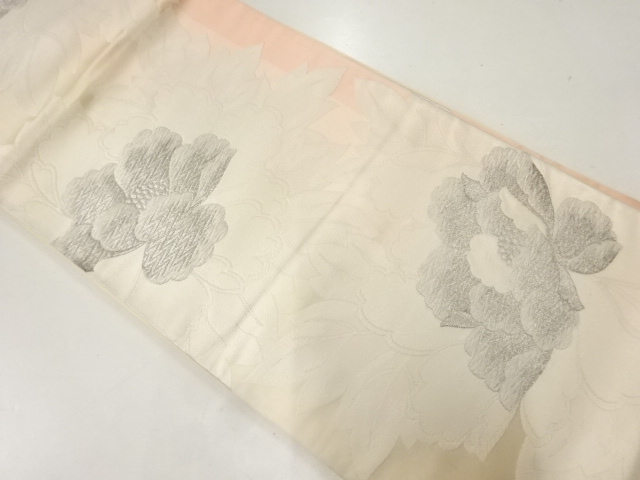 リサイクル　牡丹模様織出し袋帯